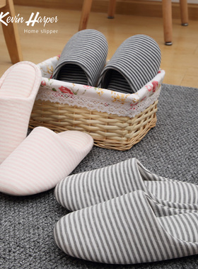 日式发热棉拖鞋女家居家防滑情侣软底家用静音透气男地板拖鞋秋冬