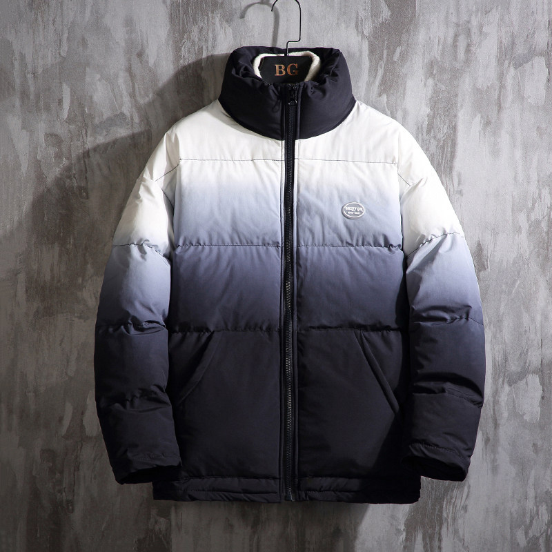 J196渐变撞色2色2020冬装爆款日系大码立领棉衣棉服P120，男装棉衣，钱塘7008(原4008)