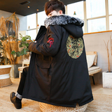 D07冬季棉衣风2021新品可脱卸狐狸毛中长款棉衣外套，男装棉衣，钱塘7008(原4008)