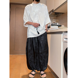 短视频 2026夏季 冰丝大龙提花 短T可做套装A3012-单P50，男装休闲套装，钱塘7008(原4008)