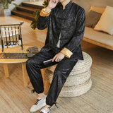 A1093秋冬中国风2020c纯色提花复合布汉服套装P100，男装民族服装，钱塘7008(原4008)