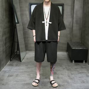 A3026*大码2021中国风 华夫格爆款 短袖男开衫汉服套装p85图片