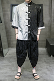 A3019*大码2021中国风大龙面料冰丝开衫套装汉服套装p90，男装休闲套装，钱塘7008(原4008)