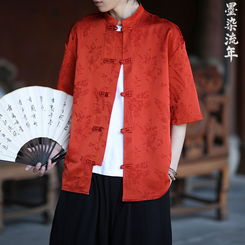 麦穗提花 夏季新品2025 风 汉服短袖衬衫/衬衣A677-p65图片