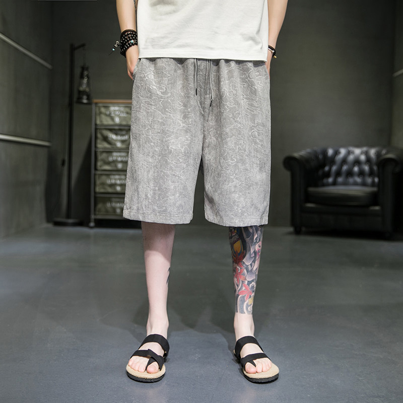 A4017中国风大码2021夏季新品提花休闲短裤p45,男装休闲裤,钱塘7008(原4008)