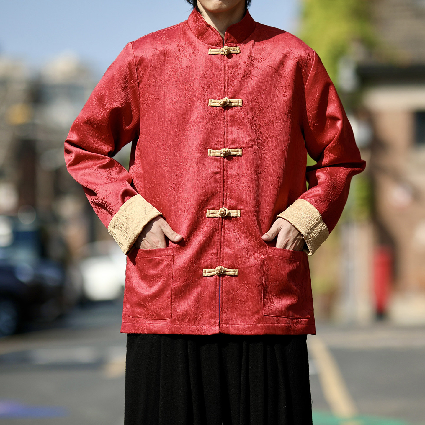 提花2025新中式红婚礼唐装汉服外套A650-P110,男装民族服装,钱塘7008(原4008)