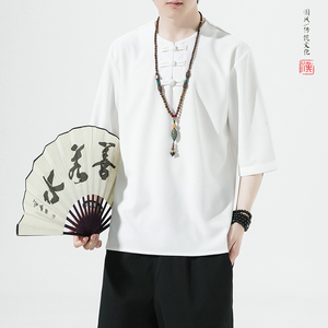 大码 风夏2023   盘扣汉服短袖男T恤A9006-p48图片