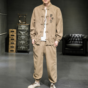 A2021主推！风2021秋冬 篆文刺绣 盘扣/唐装/汉服套装图片