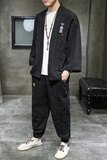 A1085*春夏2021大码中国风加厚提花款龙凤开衫汉服套装p100，男装休闲套装，钱塘7008(原4008)