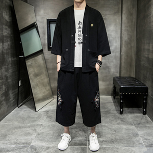 A730*男款2021大码夏季中国风 刺绣款 开衫套装 汉服套装p100图片