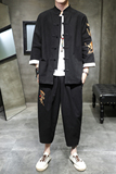 A1072新品2021中国风大龙刺绣款七分袖汉服套装p110，男装休闲套装，钱塘7008(原4008)