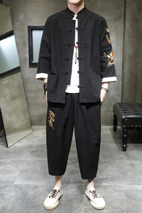 A1072新品2021中国风 大龙刺绣款七分袖 汉服套装p110图片
