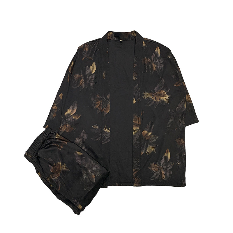 A2022*新品2021夏款冰丝数码印中国风套装T恤+七分裤P75,男装休闲套装,钱塘7008(原4008)