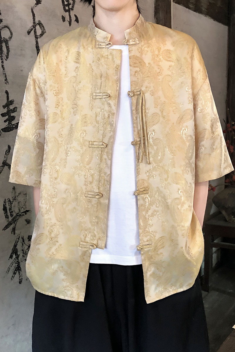 2色八角提花夏季新品2026风汉服短袖衬衫/衬衣A686-p48,男装T恤,钱塘7008(原4008)