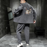 A795中国风2021秋冬盘扣设计年兽印花汉服套装P100，男装套装，钱塘7008(原4008)