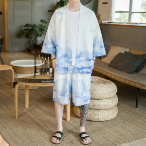 A3005*咖啡厅大码2021中国风 祥云 冰丝面料 短袖汉服套装p80图片