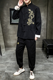 A1009大码中国风2021龙刺绣唐服/汉服套装P140，男装民族服装，钱塘7008(原4008)