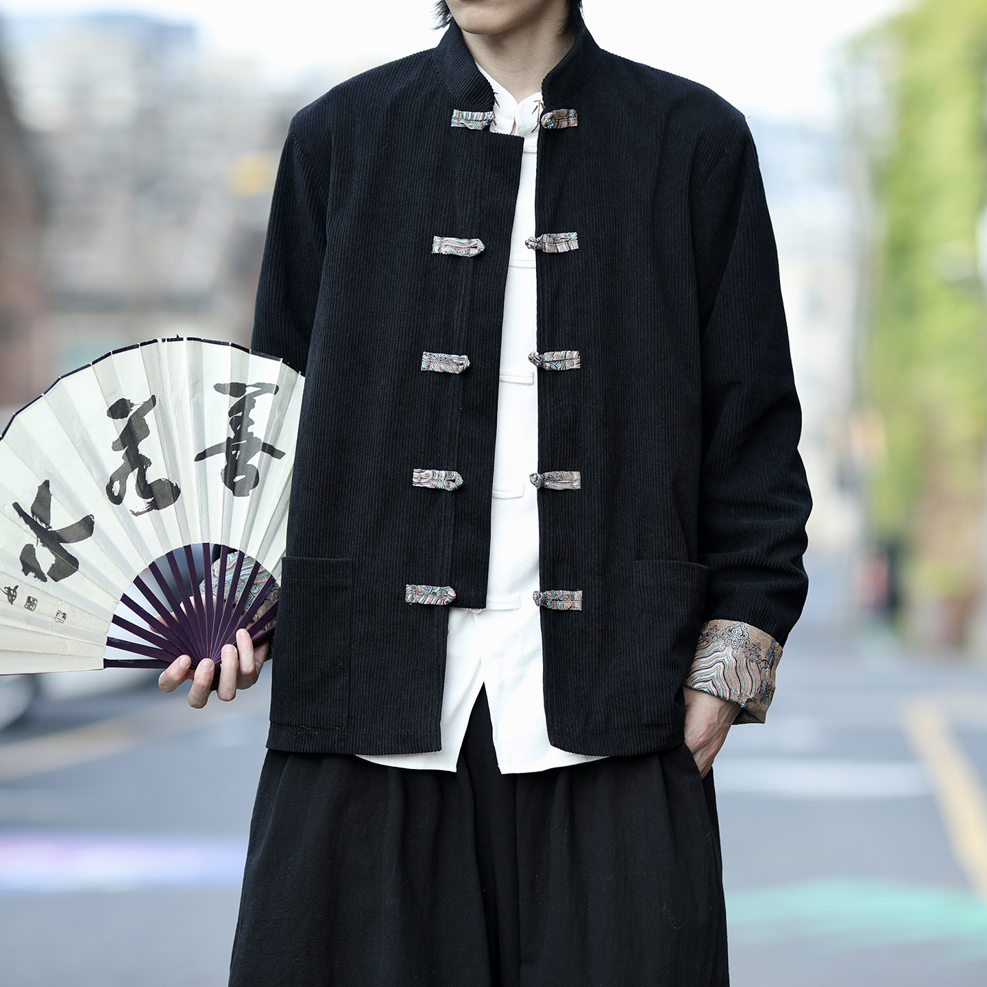 灯芯绒2025秋冬新中式风撞色提花夹克唐装外套A697-P105，男装夹克，钱塘7008(原4008)