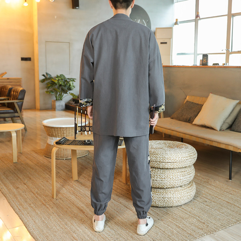 A1088主推秋冬大码风2020唐装盘扣/开衫汉服套装,男装民族服装,钱塘7008(原4008)