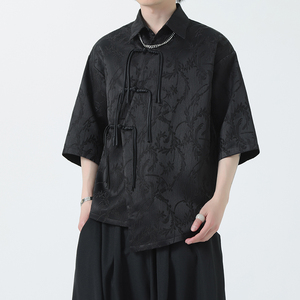现货！黑暗风 山本耀司 蛇扣 麦穗提花  风 短袖衬衫A666*P65图片