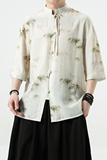 风新中式2026冰丝满身竹短袖汉服衬衫A893-p65，男装T恤，钱塘7008(原4008)