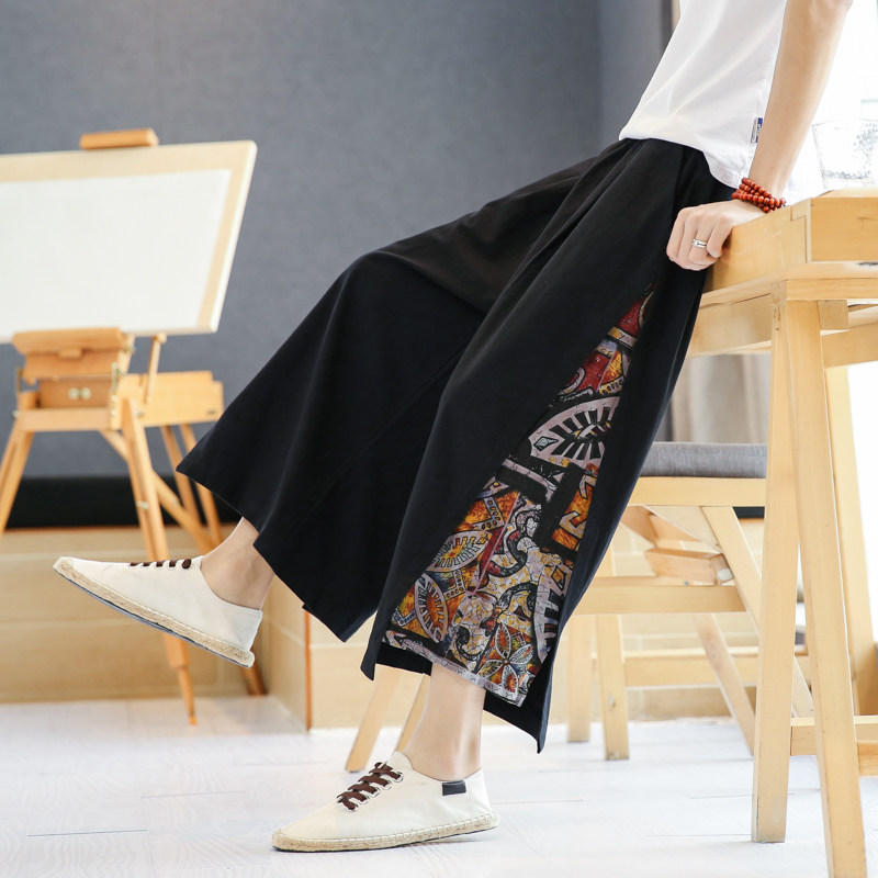 A4016酒店风-中国风大码2021汉服古风垂感哈伦裤宽松九分裤p60,男装休闲裤,钱塘7008(原4008)