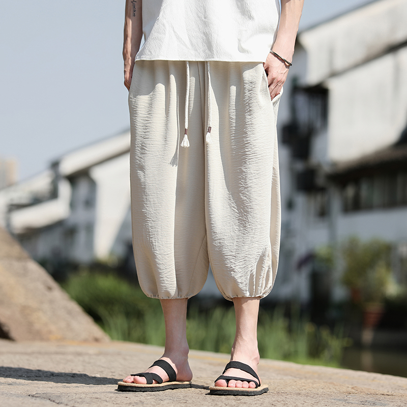 仿麻冰丝七分裤新品夏季2025宽松哈伦萝卜裤七分裤A2016-P48，商品下架区商品下架区，钱塘7008(原4008)