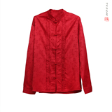 折叠款衬衫2026秋新中式风盘扣长袖衬衫A5806*P68，男装衬衫，钱塘7008(原4008)