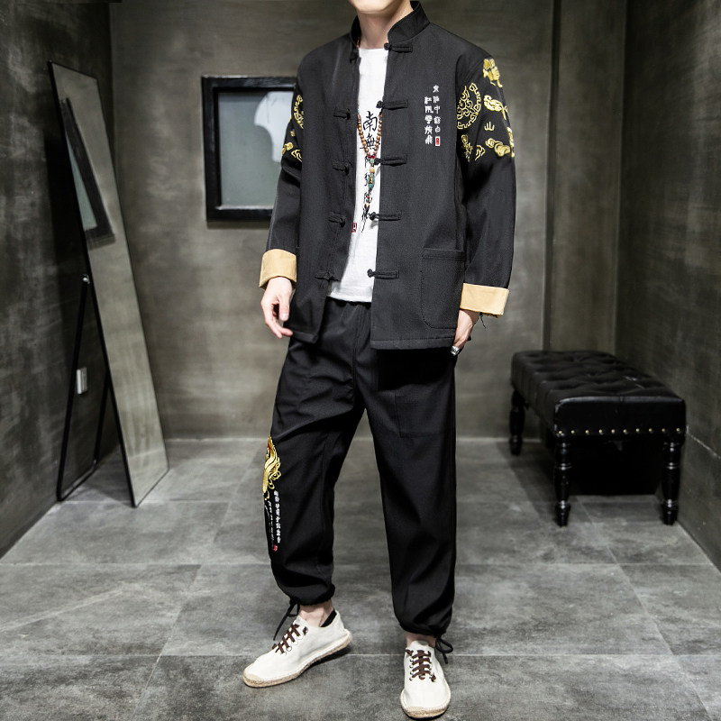 A1009大码中国风新品2021龙刺绣团购/唐服/汉服套装P140,男装民族服装,钱塘7008(原4008)