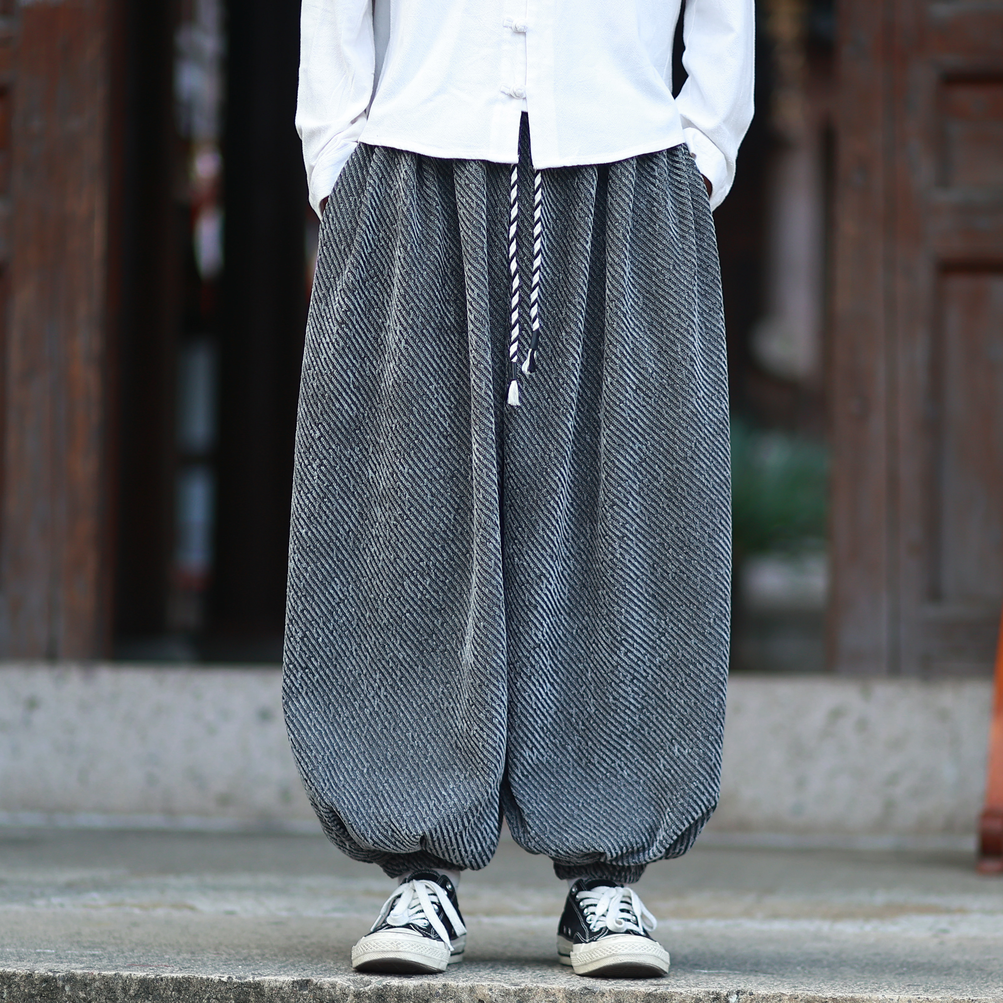 雪尼尔加厚斜纹提花新款秋冬2025宽松哈伦灯笼裤A560-p78,男装休闲裤,钱塘7008(原4008)