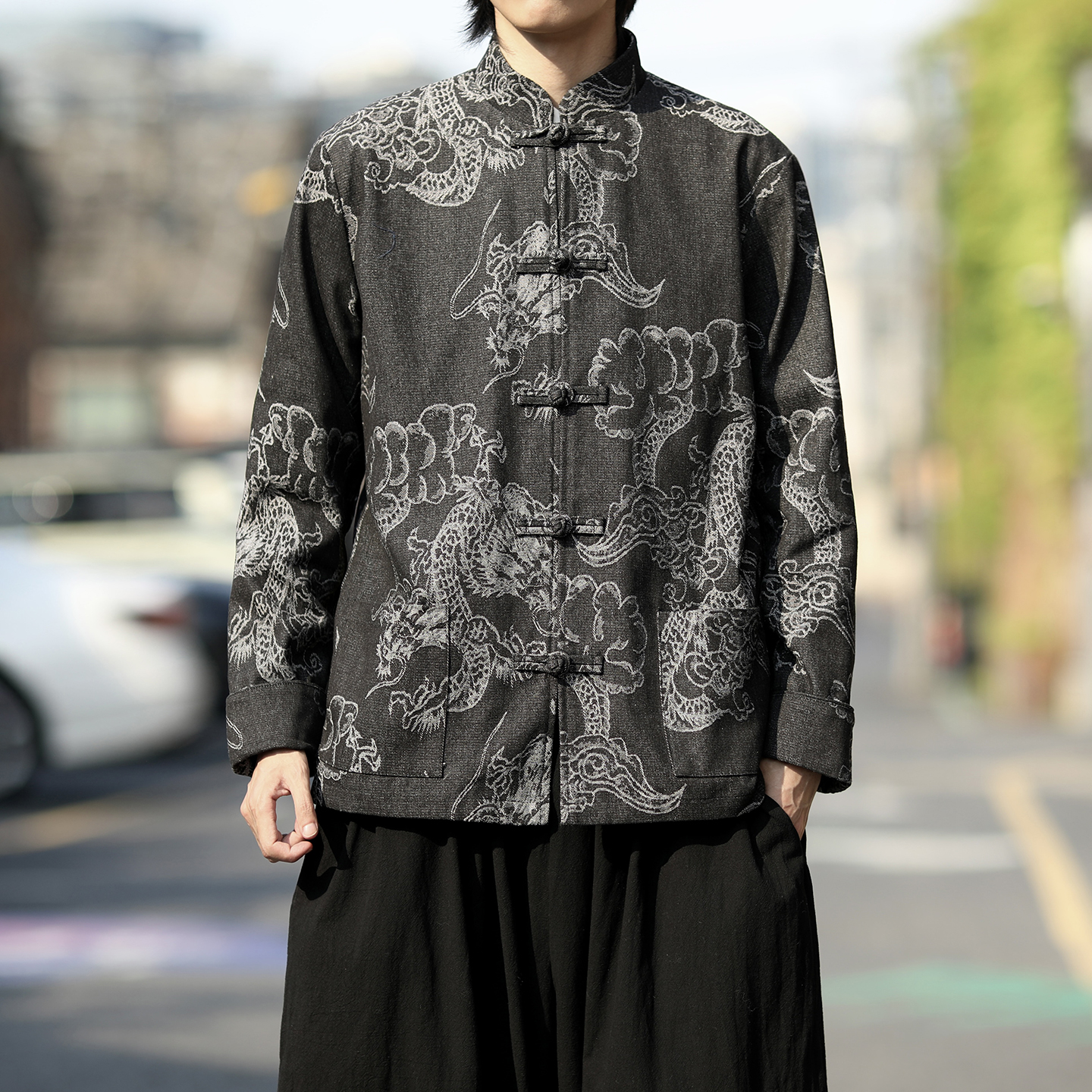 龙牛仔2025秋冬新中式风夹克唐装外套A823-P110，男装夹克，钱塘7008(原4008)