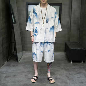 A3021*大码男装主推2021中国风数码冰丝面料汉服套装p80,重庆女孩子穿搭图片