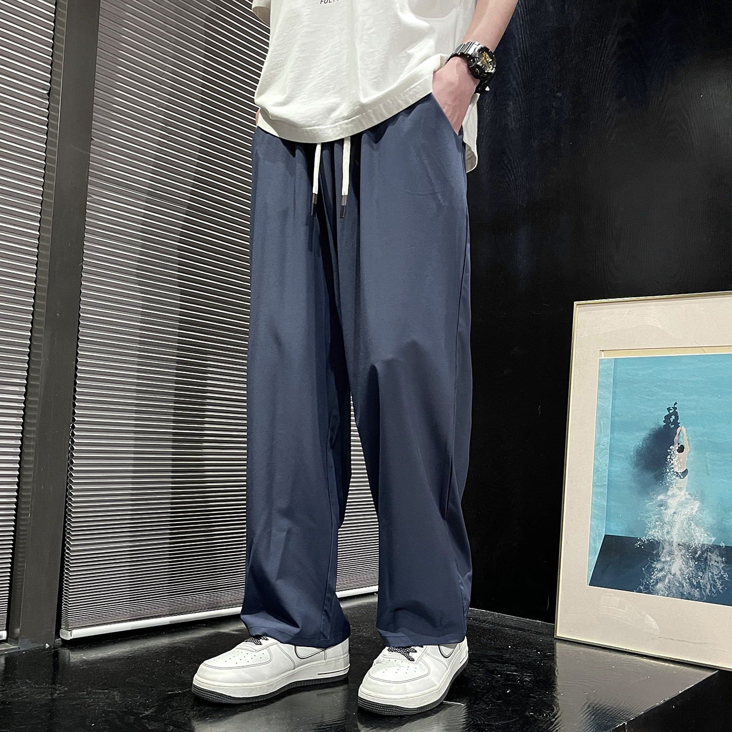 有现货！冰丝垂感夏季2025大码男太极裤休闲裤子A500-p58，男装休闲裤，钱塘7008(原4008)