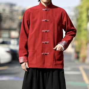灯芯绒2025秋 新中式风 撞色提花 夹克唐装外套A821-P105图片