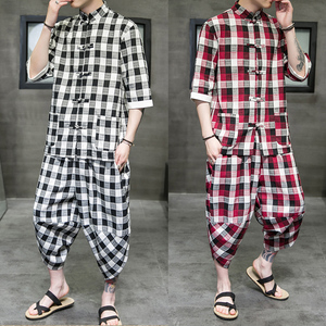 夏季2026风 棉麻格子 开衫套装 汉服套装特价A3025-p60图片