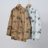 挂拍平铺2026春新中式麂皮绒竹子唐装汉服夹克外套A658-P105，男装夹克，钱塘7008(原4008)