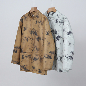 挂拍平铺2026春 新中式  麂皮绒竹子 唐装汉服夹克 外套A658-P105图片