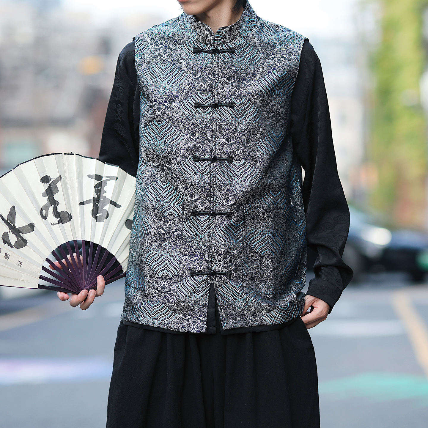 马甲百搭2025春秋新中式风提花马甲唐装外套A816-P88，男装民族服装，钱塘7008(原4008)