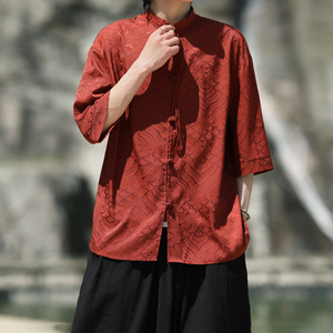 夏祥云2025 冰丝2色 风 汉服短袖衬衫/衬衣A665-p65图片