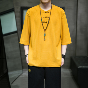 跑量有货 风夏2026 盘扣汉服短袖男T恤A9006-p48图片