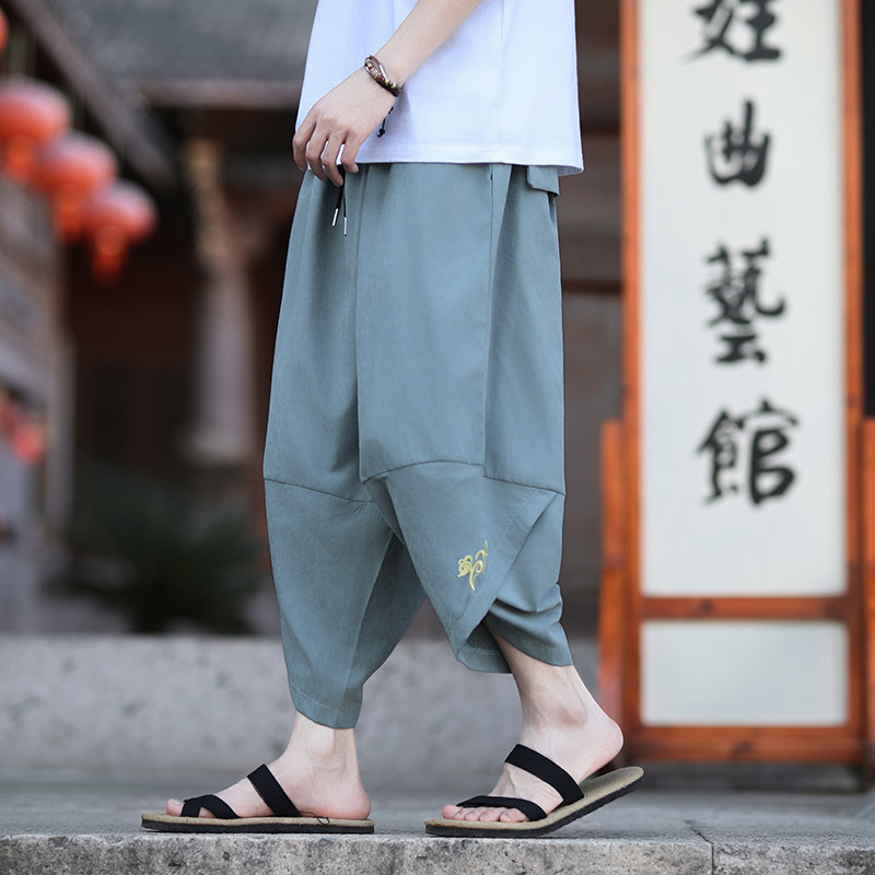 新品上架夏季2026刺绣宽松哈伦裤七分裤K1047-P50，男装牛仔裤，钱塘7008(原4008)