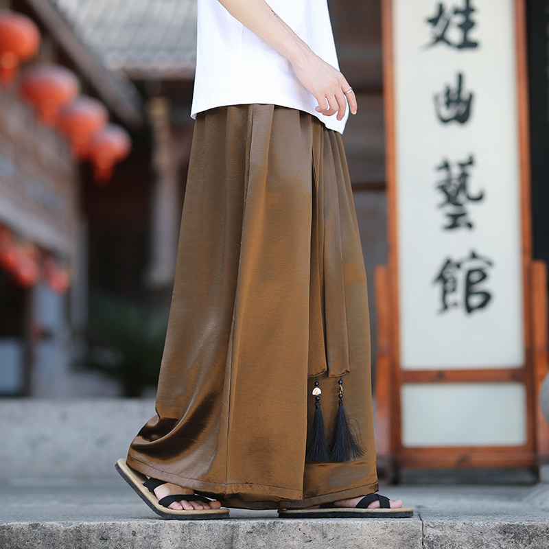 缎面冰丝垂感2026夏季风阔腿裤长裤休闲裤A2007-p68,男装休闲裤,钱塘7008(原4008)