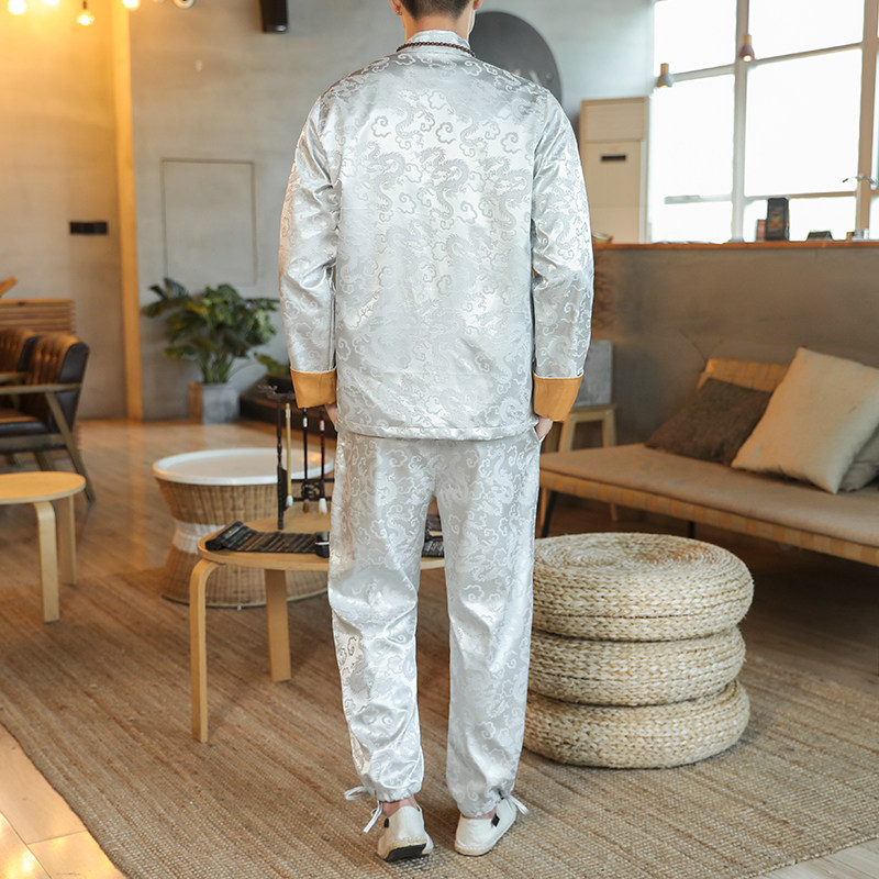 A1093秋冬装新品风2020提花复合布汉服套装,男装民族服装,钱塘7008(原4008)