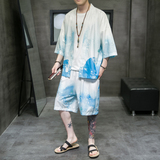 A3029*大码男装2021中国风冰丝面料汉服套装p80，男装休闲套装，钱塘7008(原4008)