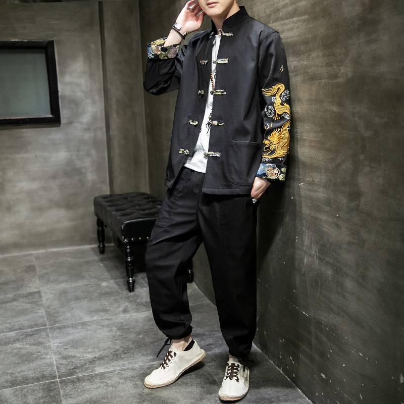 A1006大码秋冬风2021 龙刺绣 盘扣/汉服套装图片