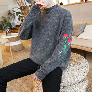 D03大码风2021 秋冬男装大码半高领冬毛衣外套图片