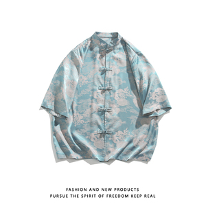 龙凤提花 夏季新品2025 风 汉服短袖衬衫/衬衣A676-p65图片