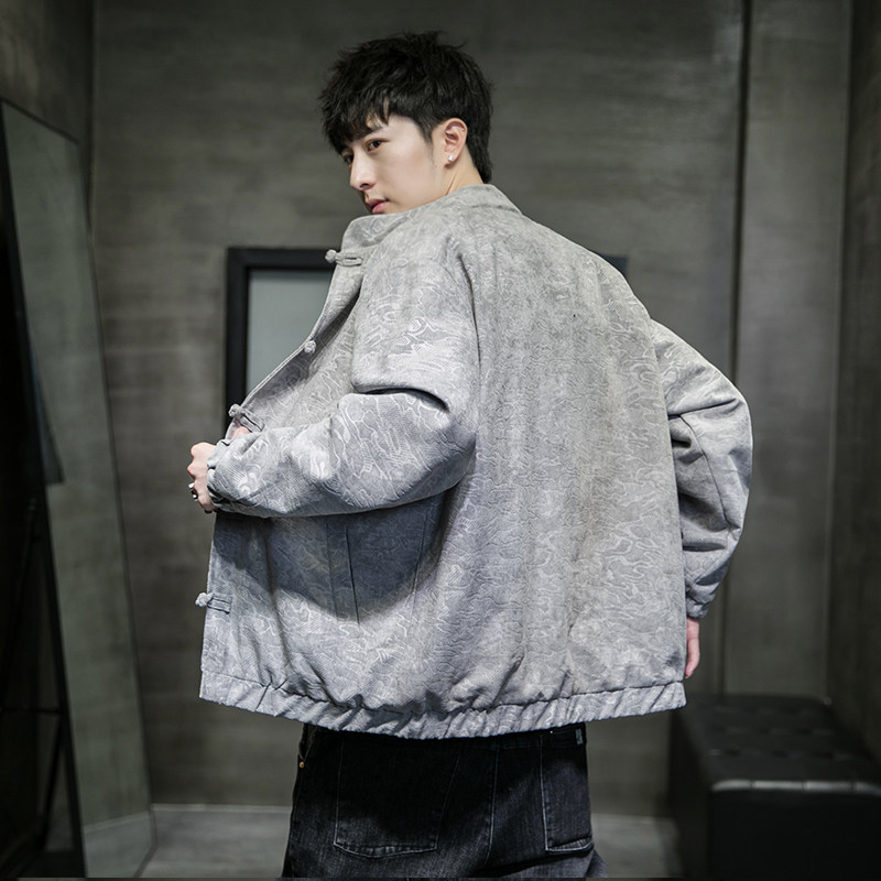 A6003风大码2021中龙花纹唐装汉服盘扣夹克外套,男装夹克,钱塘7008(原4008)