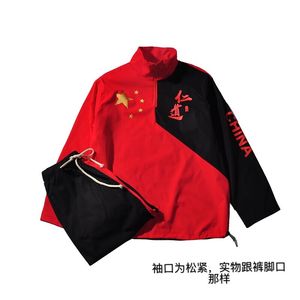 A1017*中国风2021秋冬黑红 中国加油  团购 夹克套装P110图片