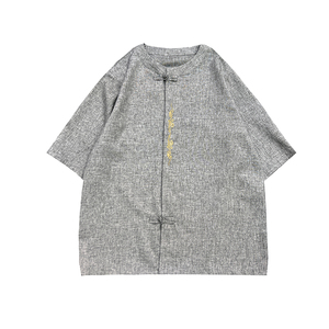 刺绣款 大码男 风夏2026 仿麻汉服短袖衬衫/衬衣A862-p55图片